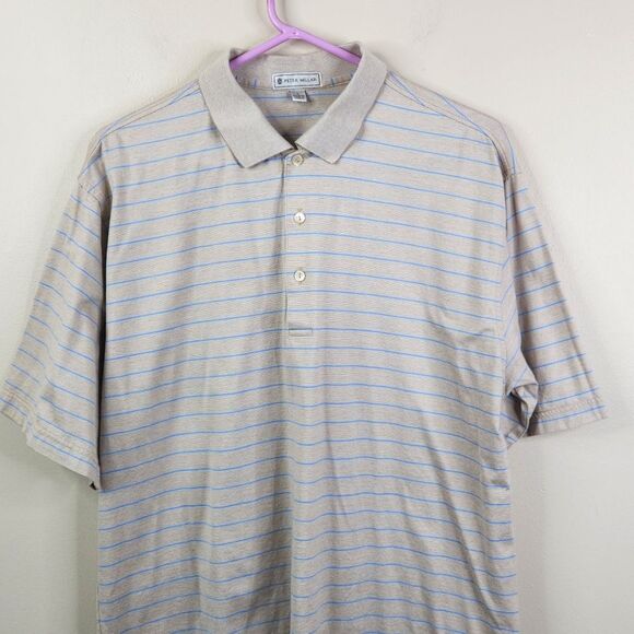 Vintage Y2K Peter Millar Striped Short Sleeve Polo Shirt Large - Picture 2 of 5